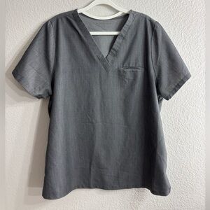 Mandala Charcoal Grey V-Neck Women's Short Sleeve Scrub Top Uniform Scrubs XL